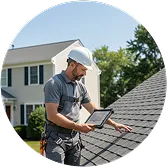 Roofer inspecting a roof